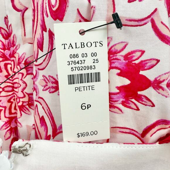 Talbots Women's Printed Tie Waist Midi Dress Size 6 Petite Pink Medallion - Picture 9 of 16